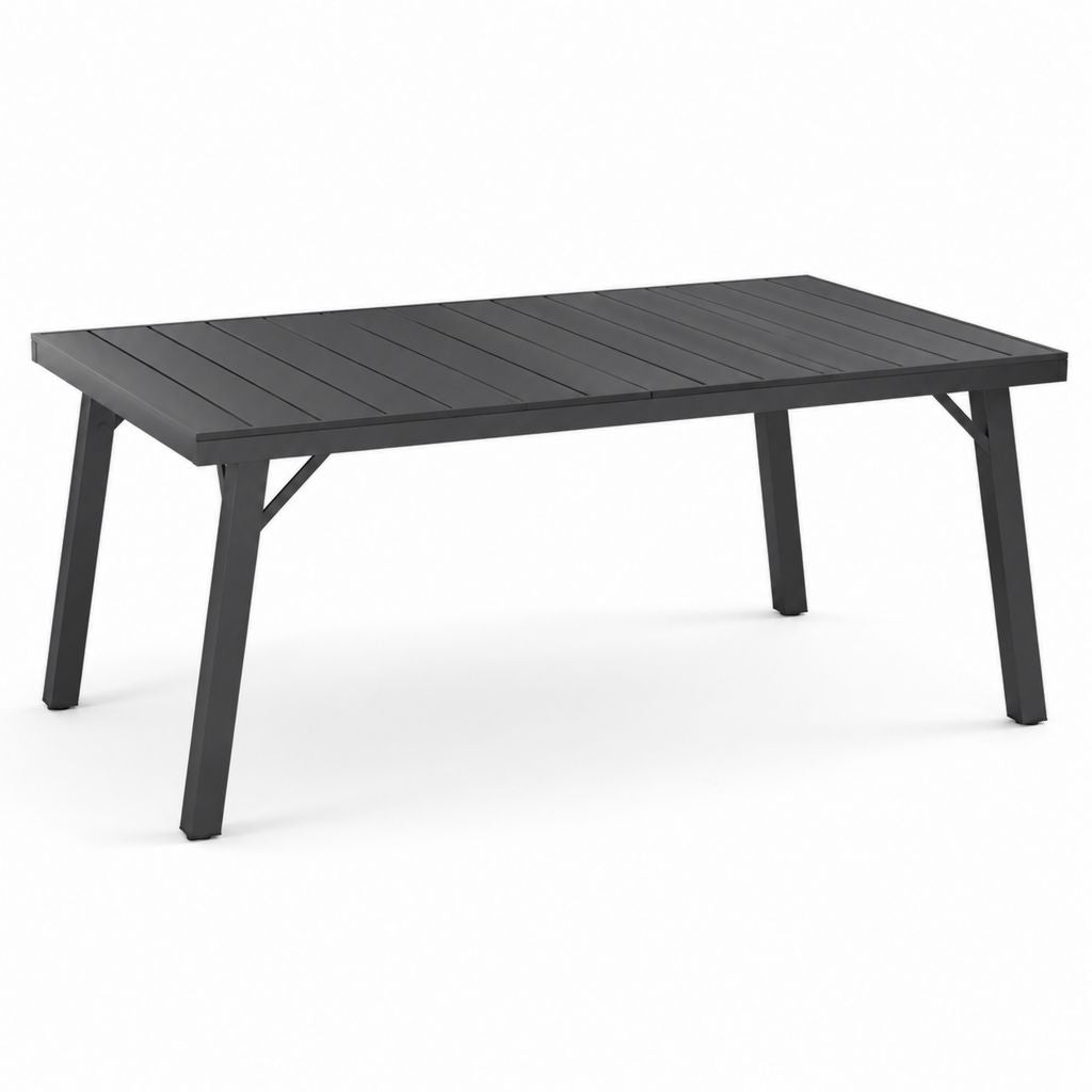 Tavolo da giardino rettangolare nero in alluminio 160 x 90 x 75 cm