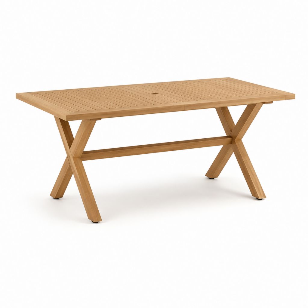 Tavolo da giardino rettangolare in teak massello naturale 200 x 100 x 75 cm
